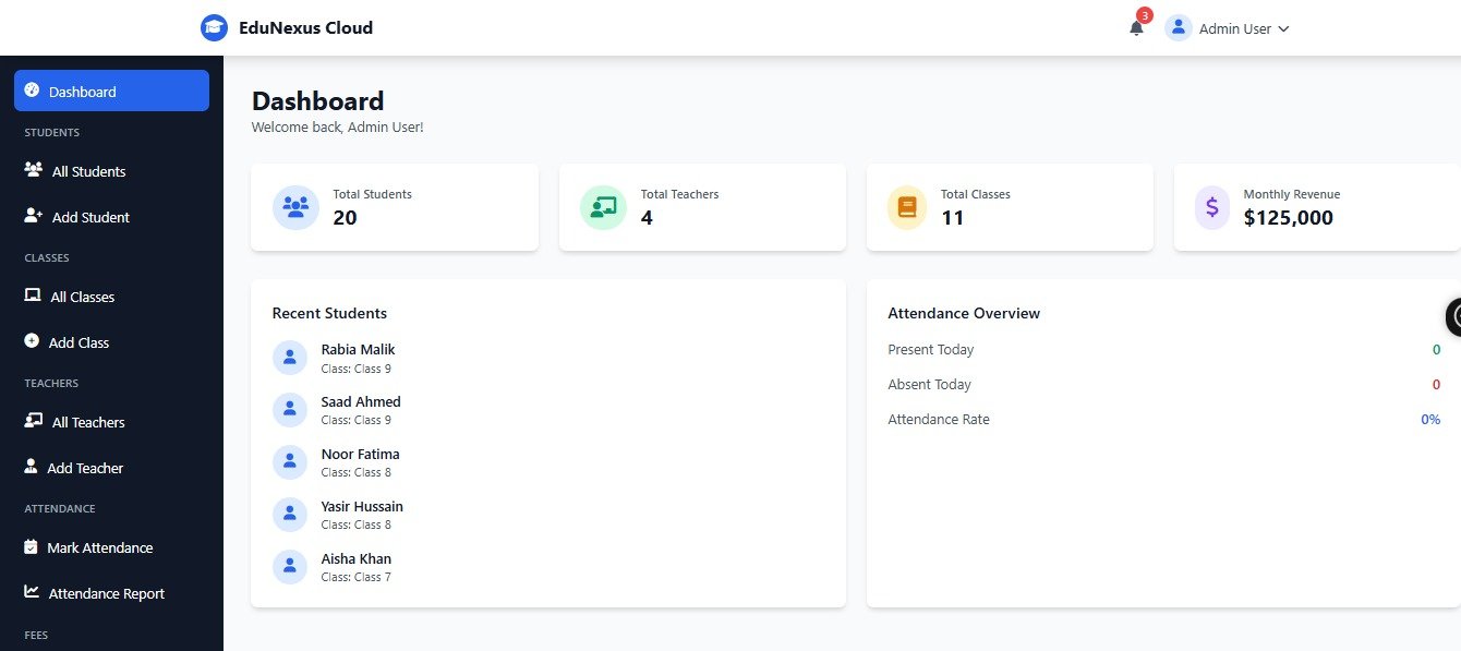 EduNexus Cloud - Educational cloud platform with modern interface